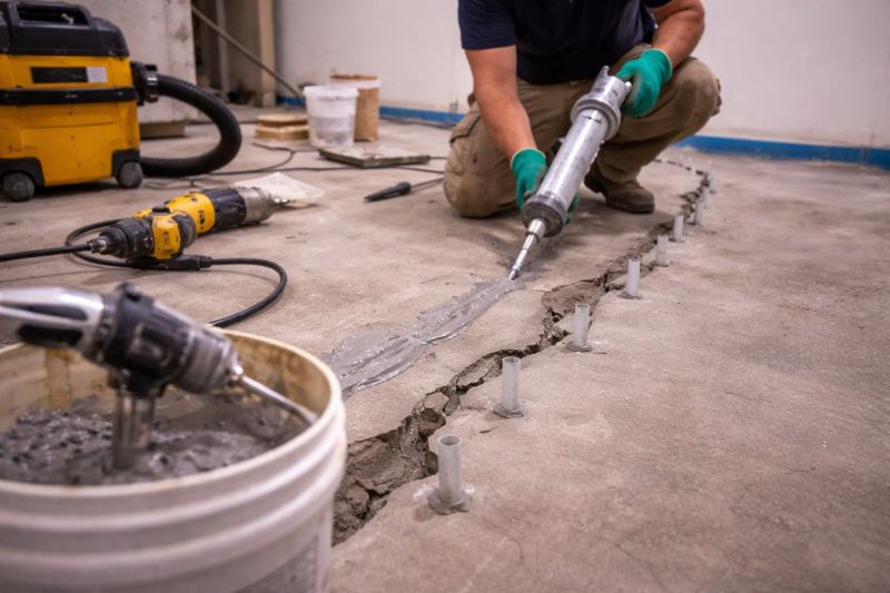 Cracked Basement Floor Repair in Stoneham, MA