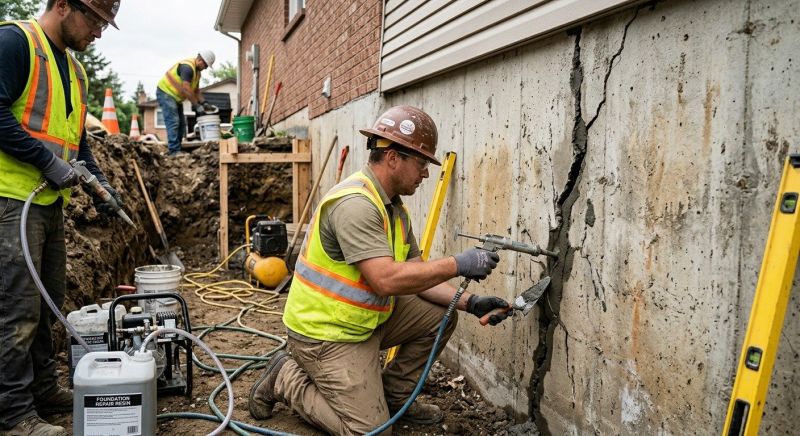 Cracked Foundation Repair in Woburn, MA