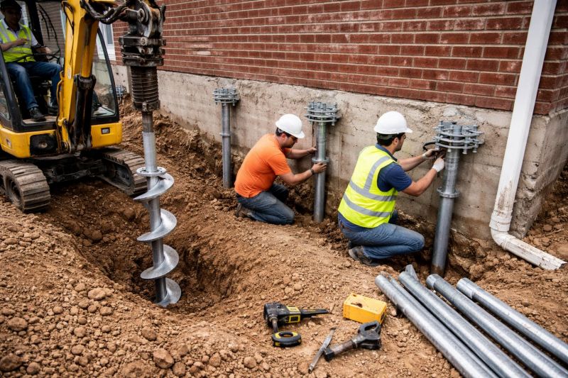 Helical Piers Installation in Stoneham, MA