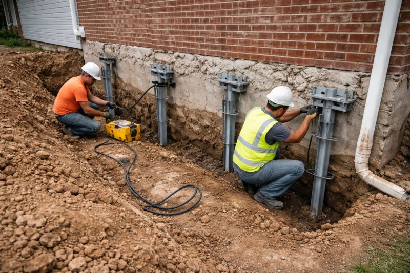 Helical Piers Installation in Stoneham, MA