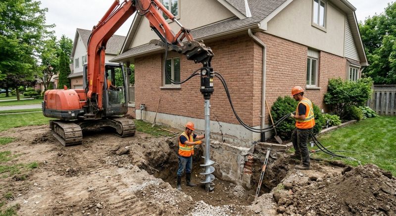 Helical Pile Installation in Stoneham, MA