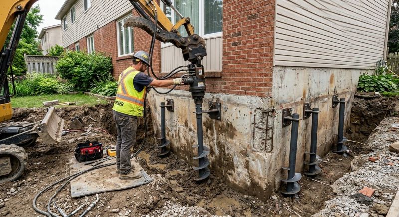 Helical Pile Installation in Stoneham, MA