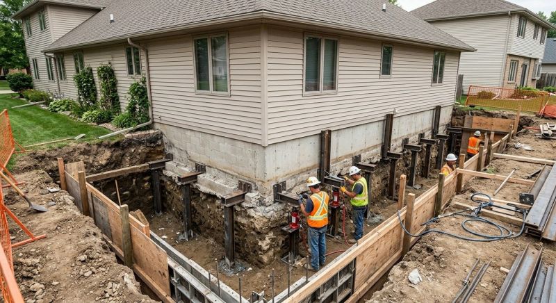 House Underpinning in Stoneham, MA