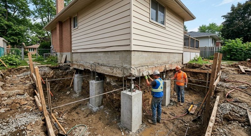 House Underpinning in Stoneham, MA