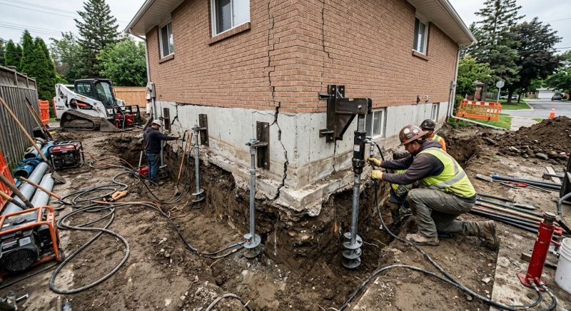 Sinking Foundation Repair in Burlington, MA